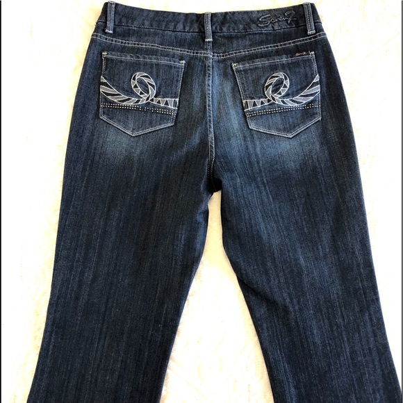 Seven 7, Jeans Size 12 Boot Cut Embroidered Jeans Dark Wash High Rise - Picture 1 of 8